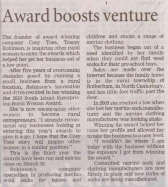 Cosy-Toes-Award-Boosts-Venture-Article Cosy-Toes-Award-Boosts-Venture-Article